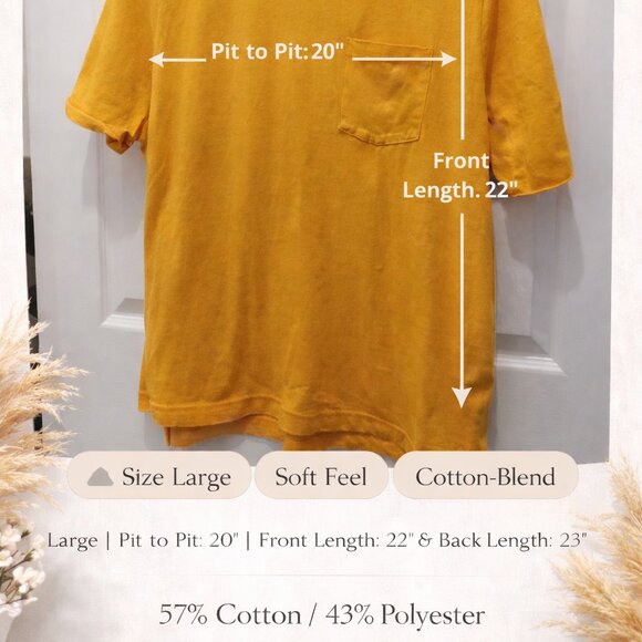 J.Crew Mustard Yellow Pocket Tee Large Crewneck Casual T-Shirt - Picture 3 of 8